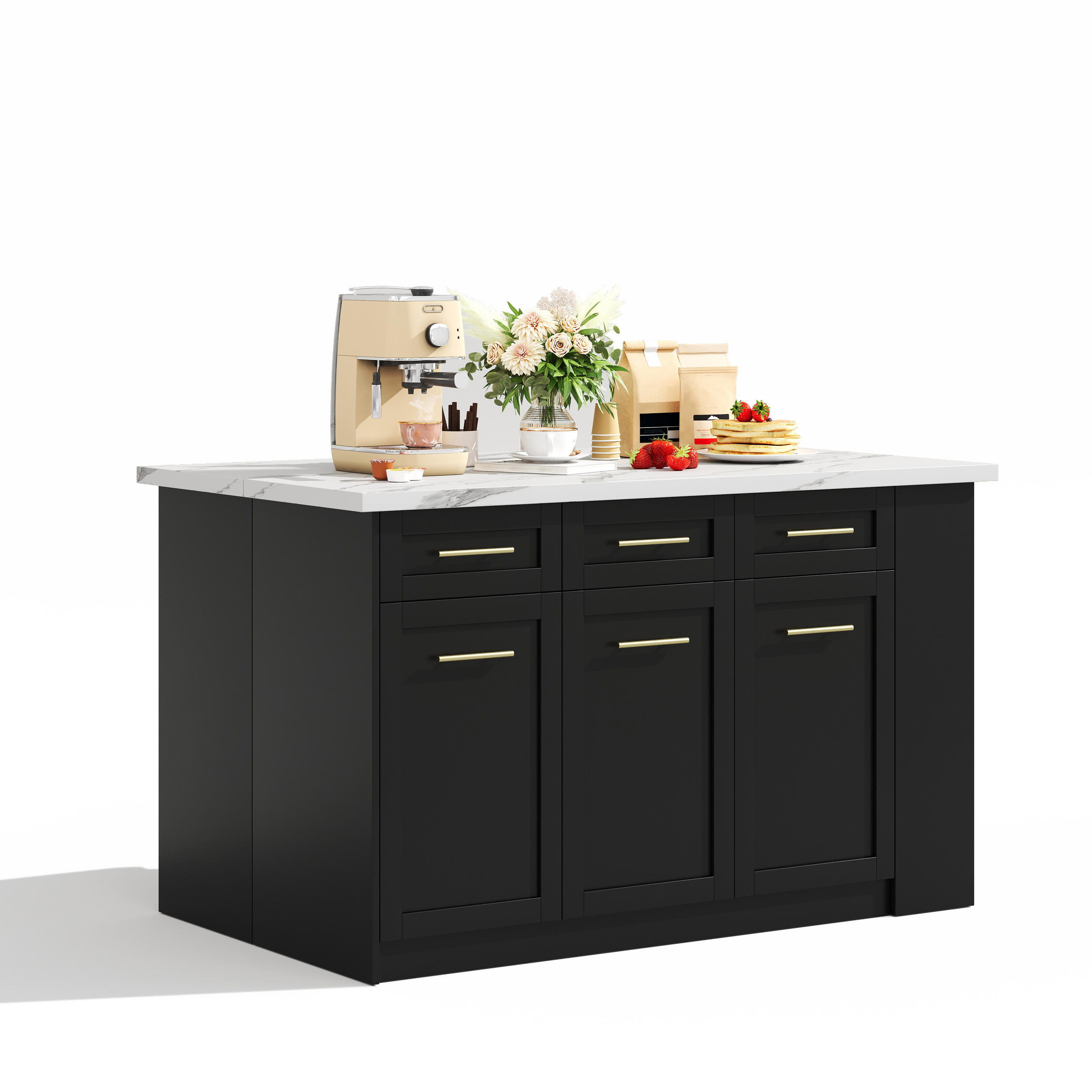 ComfortXL Kücheninsel Schwarz, Weiß 150x90x90 cm