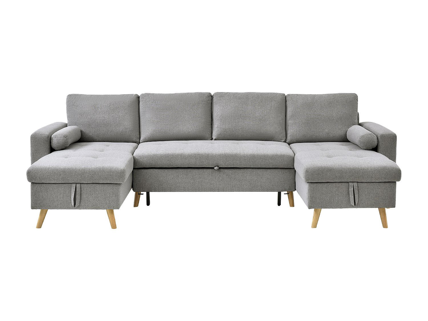 SCHLAFSOFA - 5 Personen - Stoff - Hellgrau - - Hellgrau, Textil (288/85/146cm) - Vente-Unique