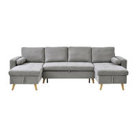SCHLAFSOFA - 5 Personen - Stoff - Hellgrau - - Hellgrau, Textil (288/85/146cm) - Vente-Unique