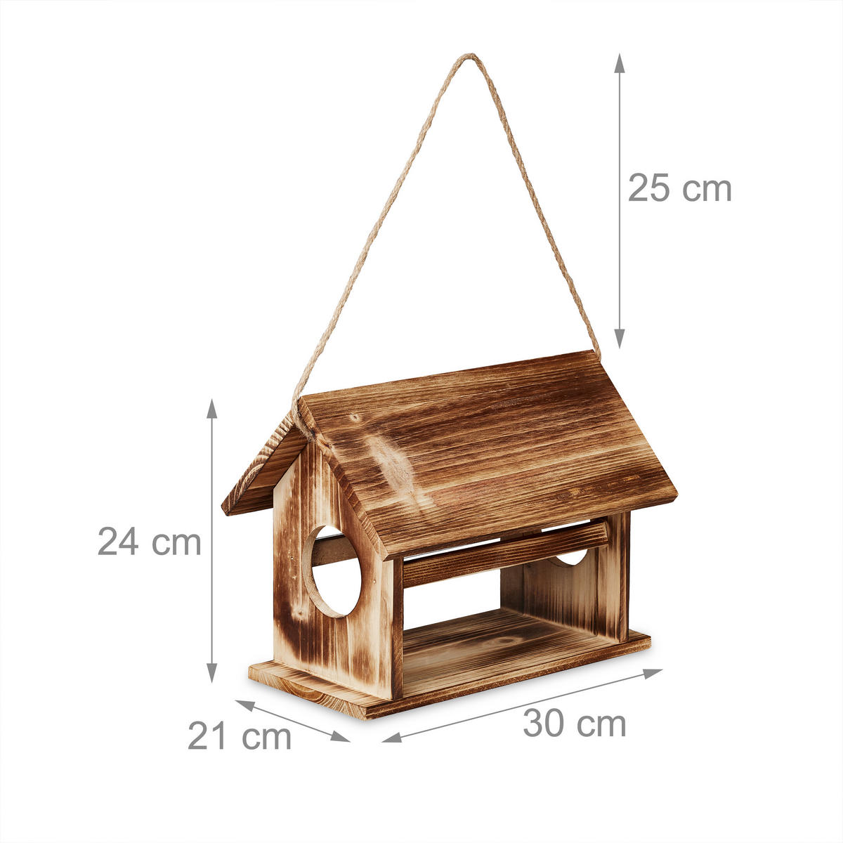 VOGELFUTTERHAUS - Braun, Holz/Kunststoff (30/24/21cm) - Relaxdays