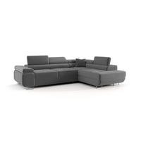 ECKSOFA EMILY mit Schlaffunktion Poso 60 Rechts - Grau, Textil (275/200cm) - Bedante