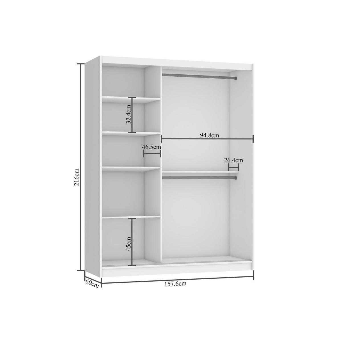 SCHWEBETÜRENSCHRANK Verona MSE, Schwarz Matt, 158 cm, mit Spiegel - Schwarz, Holz (158/216/60cm) - B BELINI GROUP