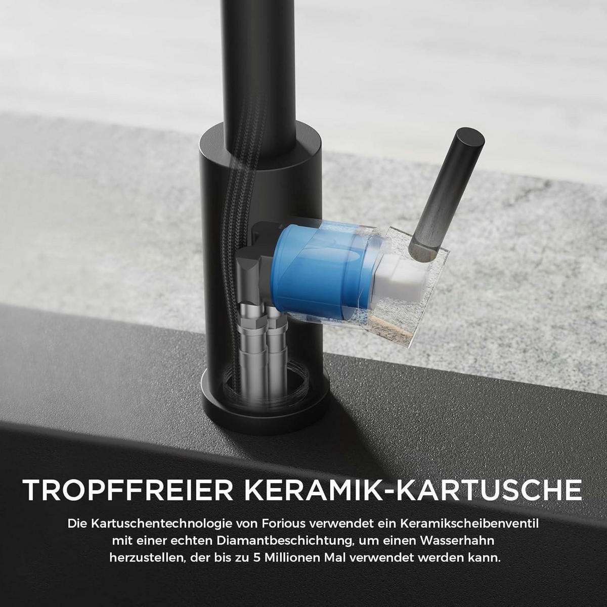 WASCHTISCHARMATUR Schwarz 360° drehbar mit Einhandgriff - Schwarz, Metall (6.9/12.7/25cm)