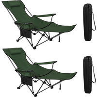 CAMPINGSTUHL Faltbar 2er Set mit Fußablage Grün - Grün, Textil (84/88.5/160cm) - Woltu