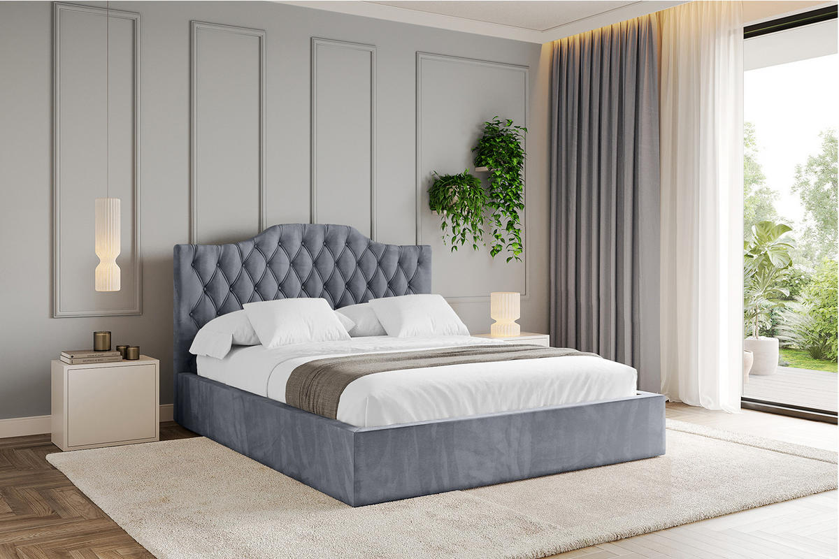 POLSTERBETT mit Bettkasten und Lattenrost, Boxbett ohne Matratze - FALIO 180x200 Grau - Grau, Holzwerkstoff/Textil (180/200cm) - ALTDECOR