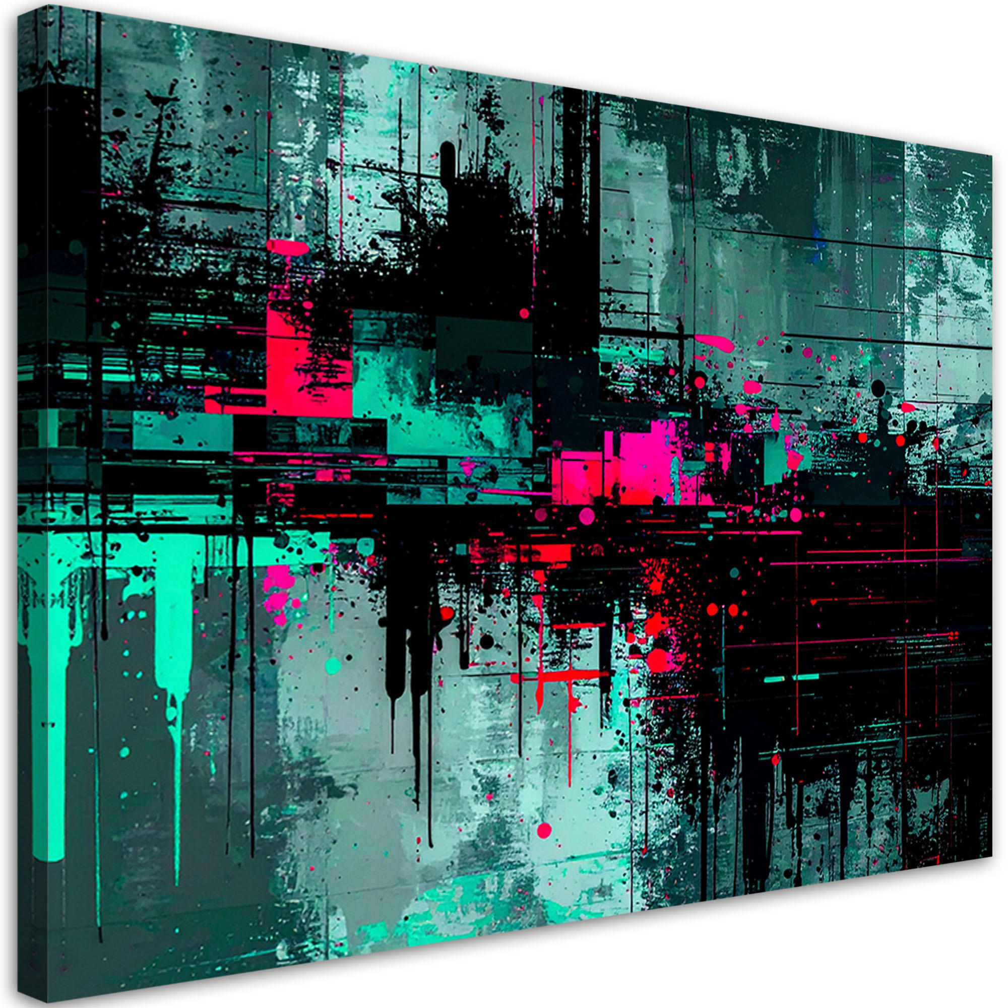 LEINWANDBILD Abstrakt Bunte Spritzer 100x70cm - Multicolor, Textil (100/70cm) - Feeby