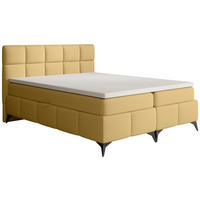BOXBETT Solido mit Bettkasten 160x200 cm gelb - Gelb/Schwarz, Textil/Metall (160/200cm) - Beautysofa
