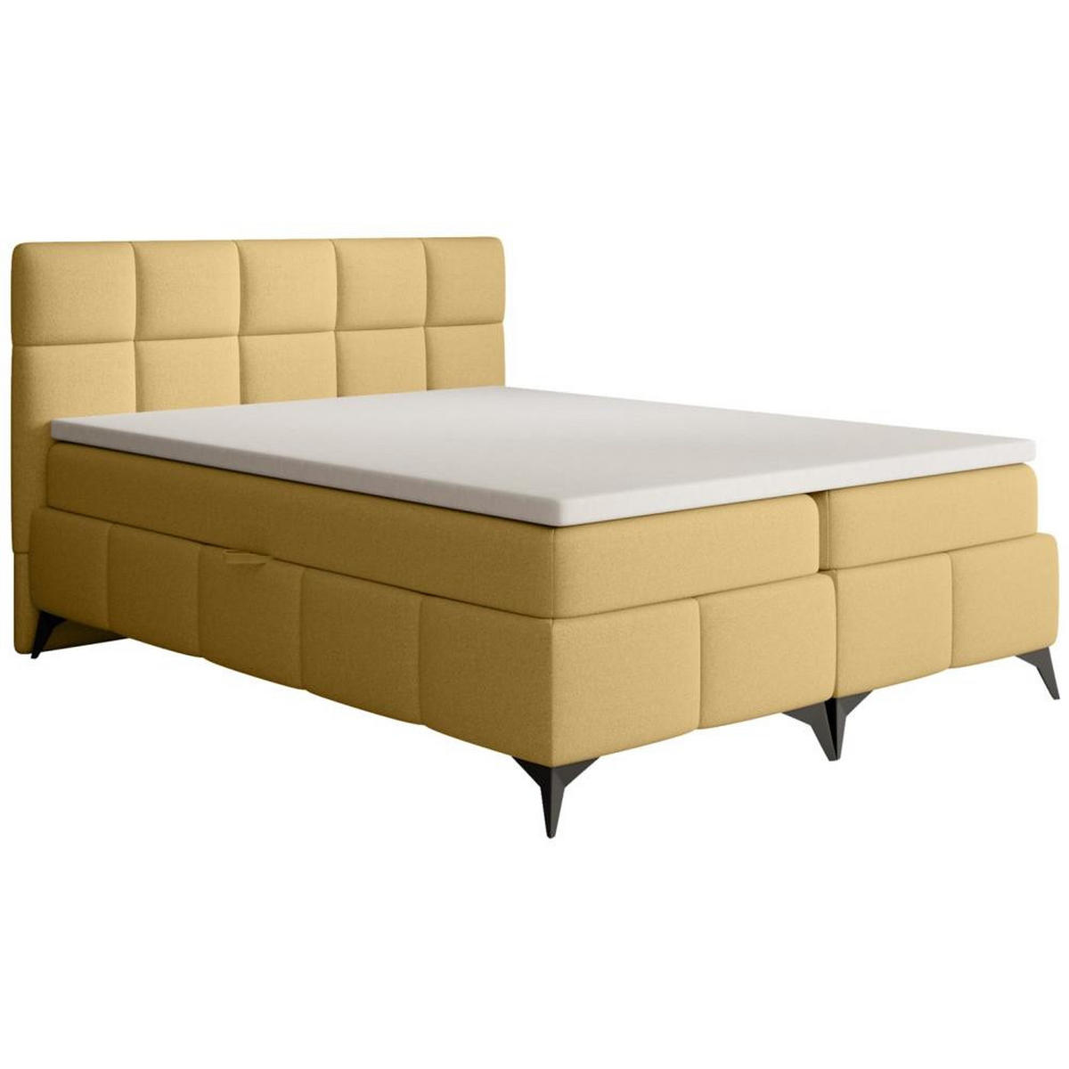 BOXBETT Solido mit Bettkasten 160x200 cm gelb - Gelb/Schwarz, Textil/Metall (160/200cm) - Beautysofa
