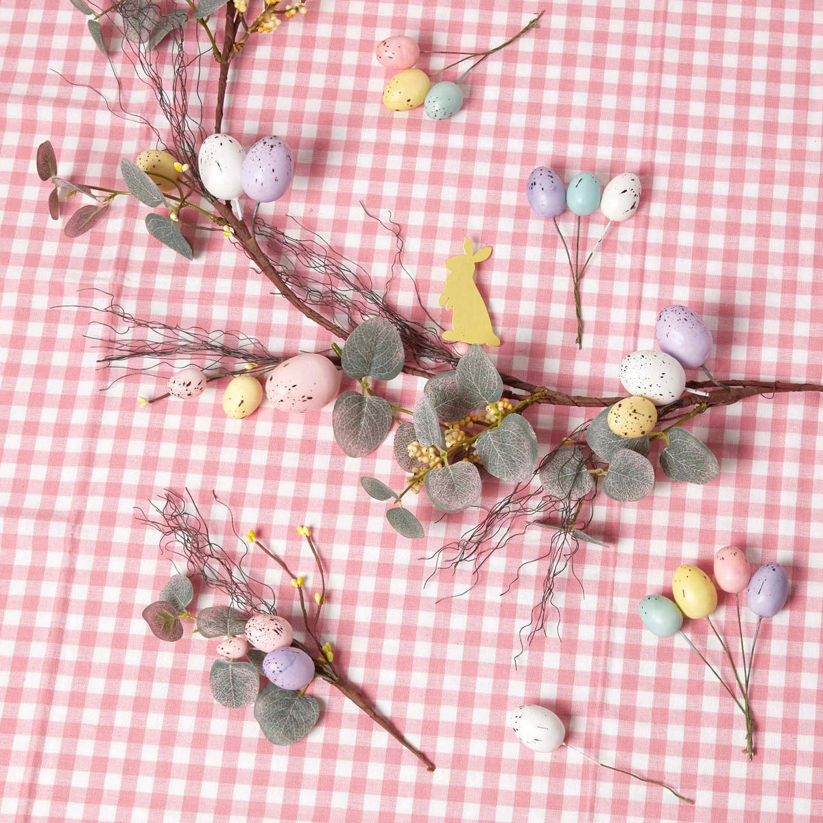 OSTERDEKO Girlande mit Ostereiern & Hasen, 140 cm - Multicolor, Kunststoff (10/140/140cm) - Homescapes