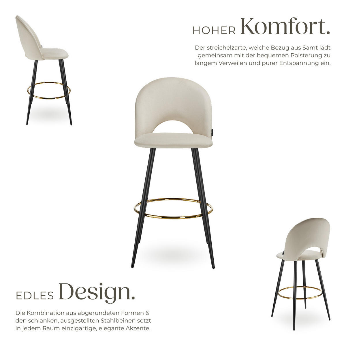 BARSTUHL Sachel,49 x 58 x 110 cm, Belastbarkeit 120 kg,creme/schwarz - Creme/Schwarz, Kunststoff (49/110/58cm) - tectake