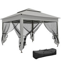PAVILLON DE-14067 3/3 m, Doppeldach, 4 Moskitonetze - Grau, Metall (325/270/325cm) - ComfortXL