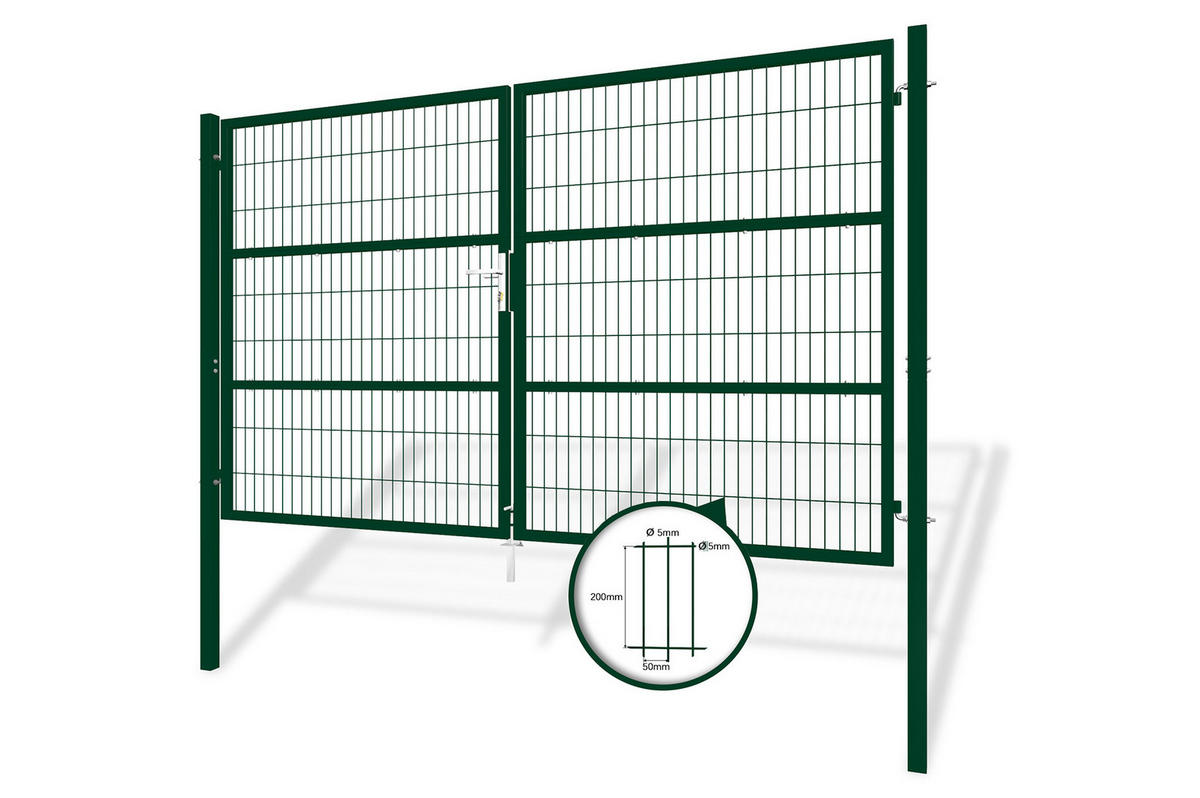 ZAUNTOR Razo Grün 3m H.180cm + TÜRCHEN 1m H.180cm - Grün, Metall (306/183cm) - Casanoov