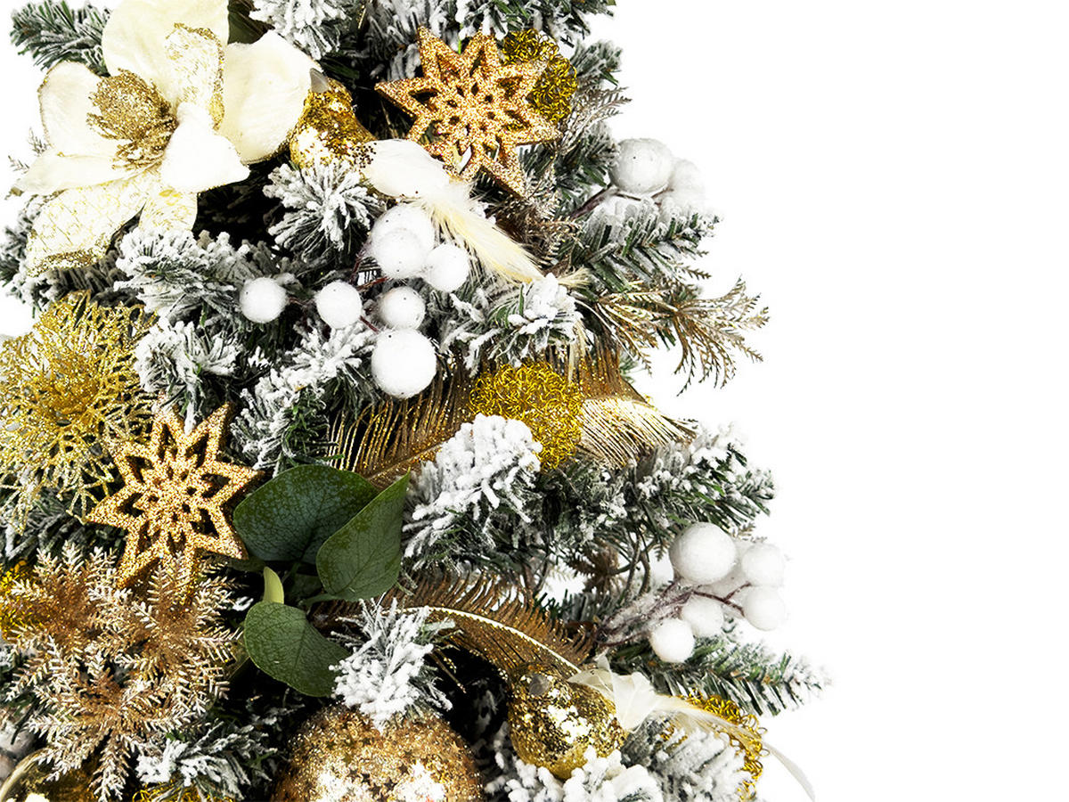 WEIHNACHTSBAUM künstlicher 60 cm mit LED-Beleuchtung, CHAMPAGNEGLANZ, mit 50 Weihnachtsbaumschmuck, Pflanztopf mit Jutesack - Champagner/Goldfarben, Kunststoff/Stein (40/60cm) - LAALU