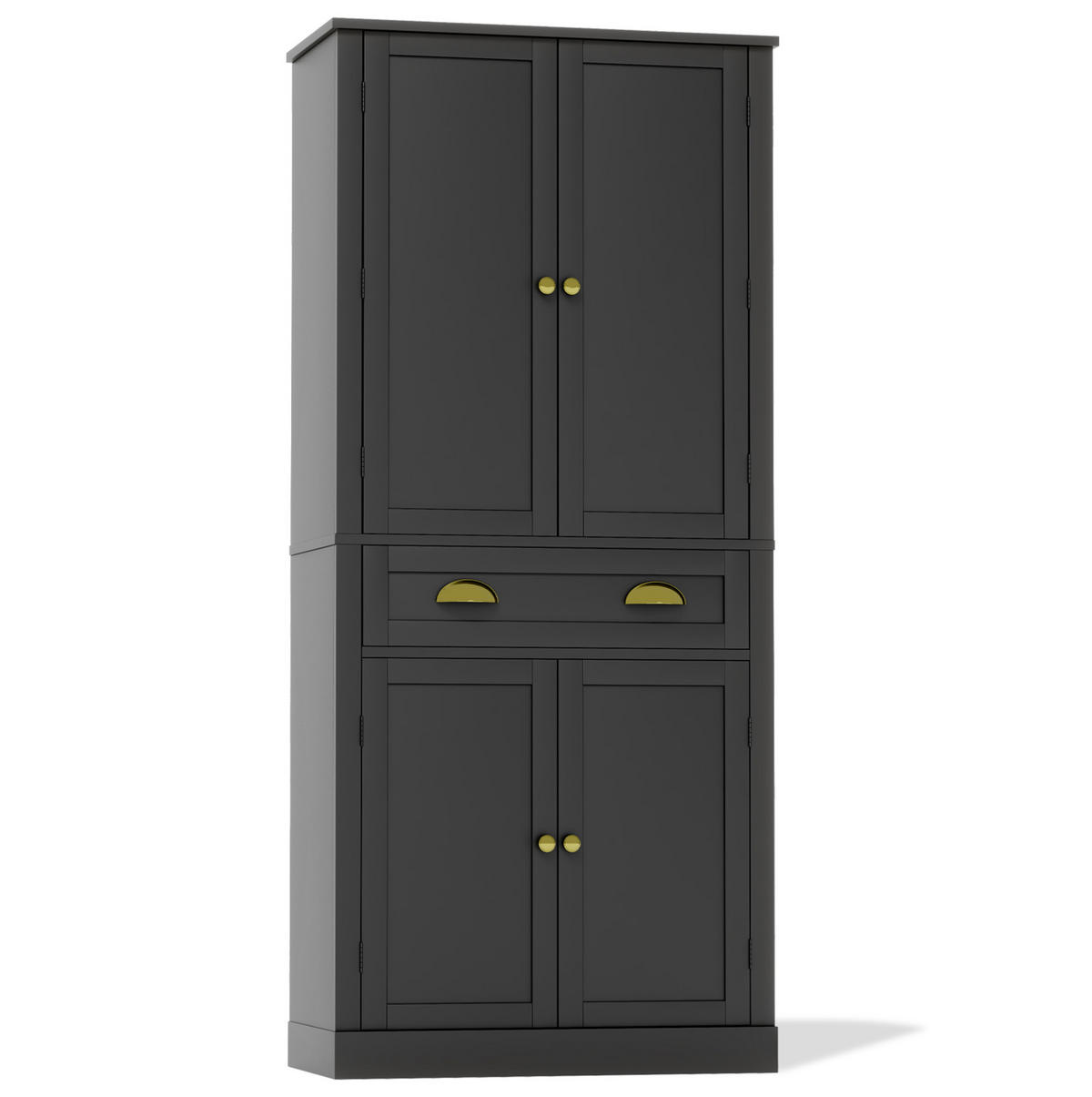 VORRATSSCHRANK mit 4 Türen und 1 Schublade 80 x 40 x 182 cm MDF Schwarz - Schwarz, Holzwerkstoff (40/182/80cm) - Meubliv