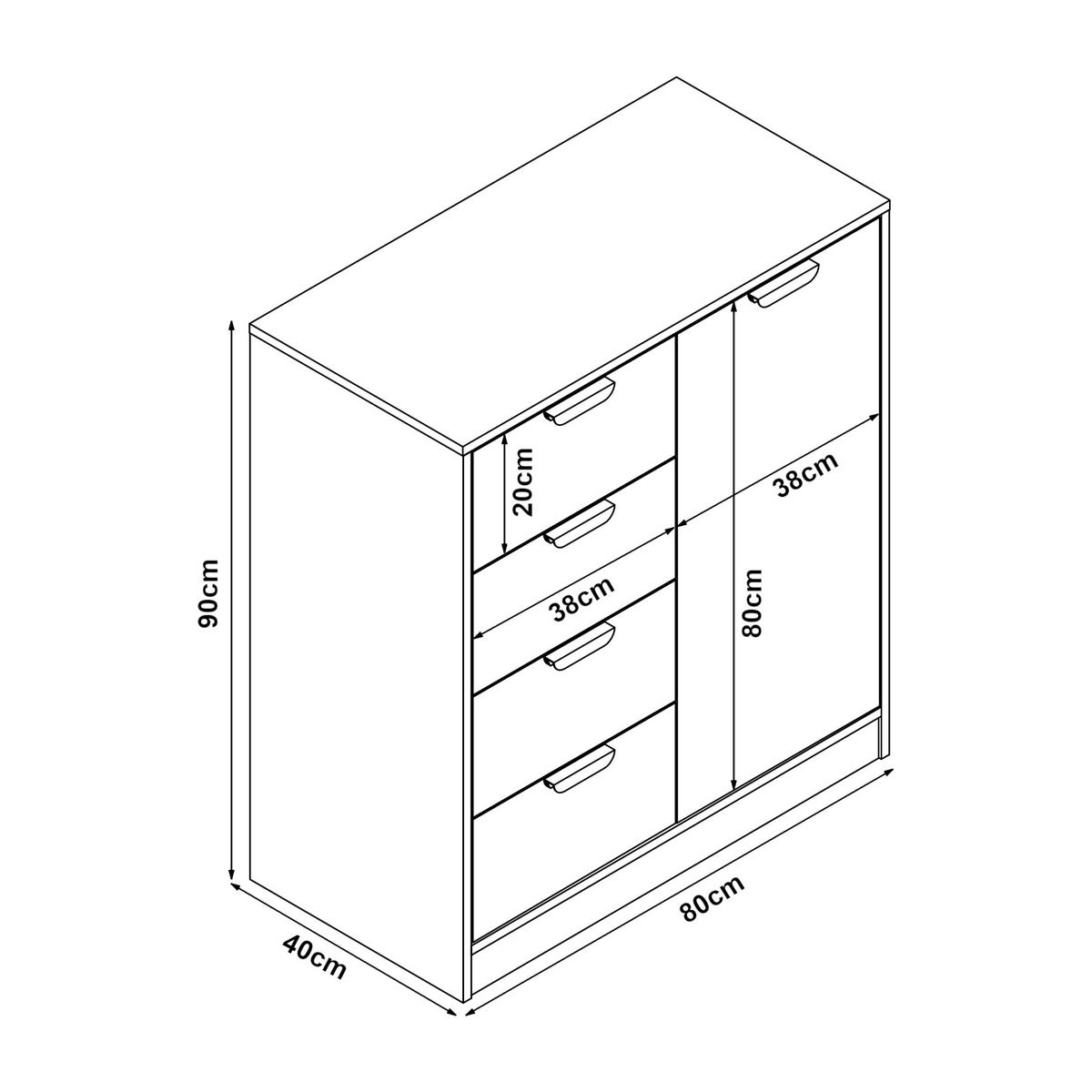 KOMMODE Varkaus - Eichefarben/Weiß, Holzwerkstoff (80/90/40cm) - [en.casa]