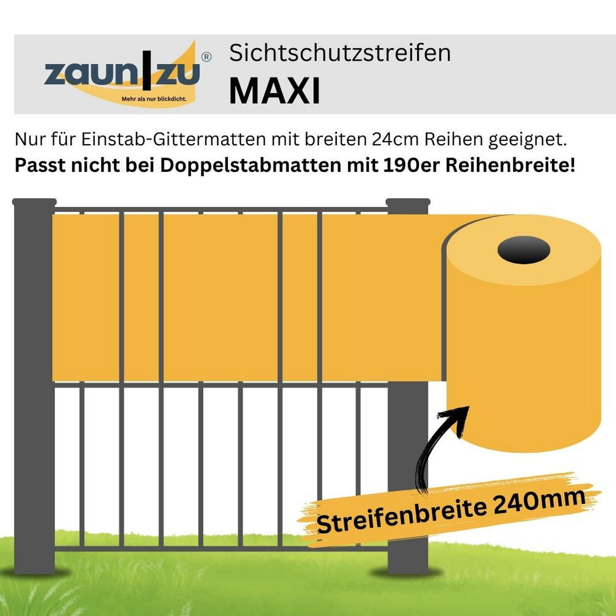 SICHTSCHUTZSTREIFEN Premium Maxi für Doppelstabmatten 24cm hoch Bordeauxrot 26m - Bordeaux, Kunststoff (2600/24cm) - ZAUN|ZU