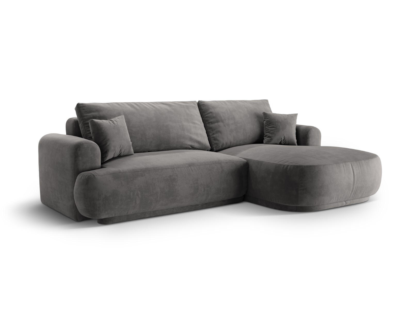SCHLAFSOFA modular mit Bettkasten rechts Ella aus Samt grau 5 Sitzplätze - Grau, Textil (174/271cm) - Micadoni