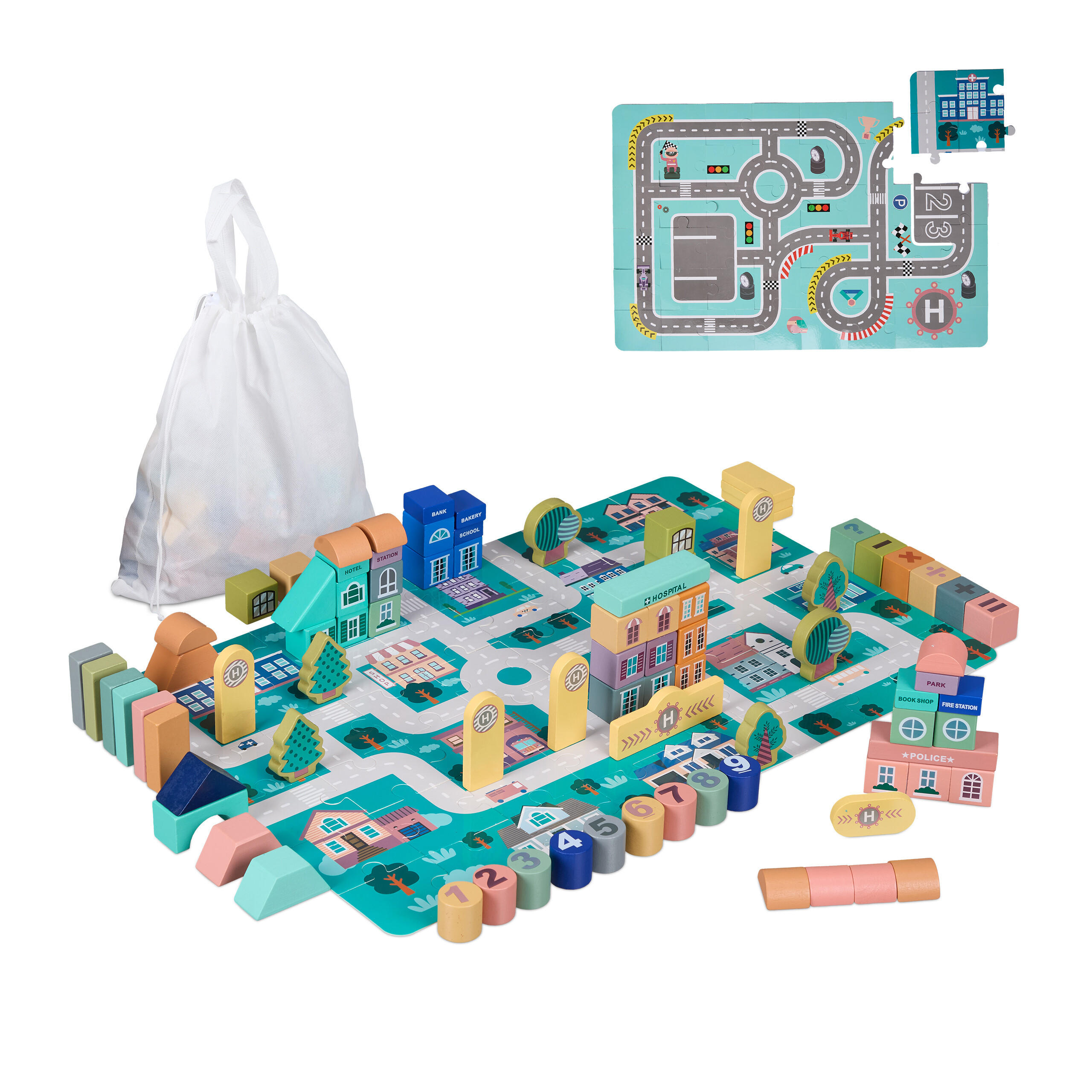 Relaxdays KOSTKY Barevné město 48-dílná puzzle podložka