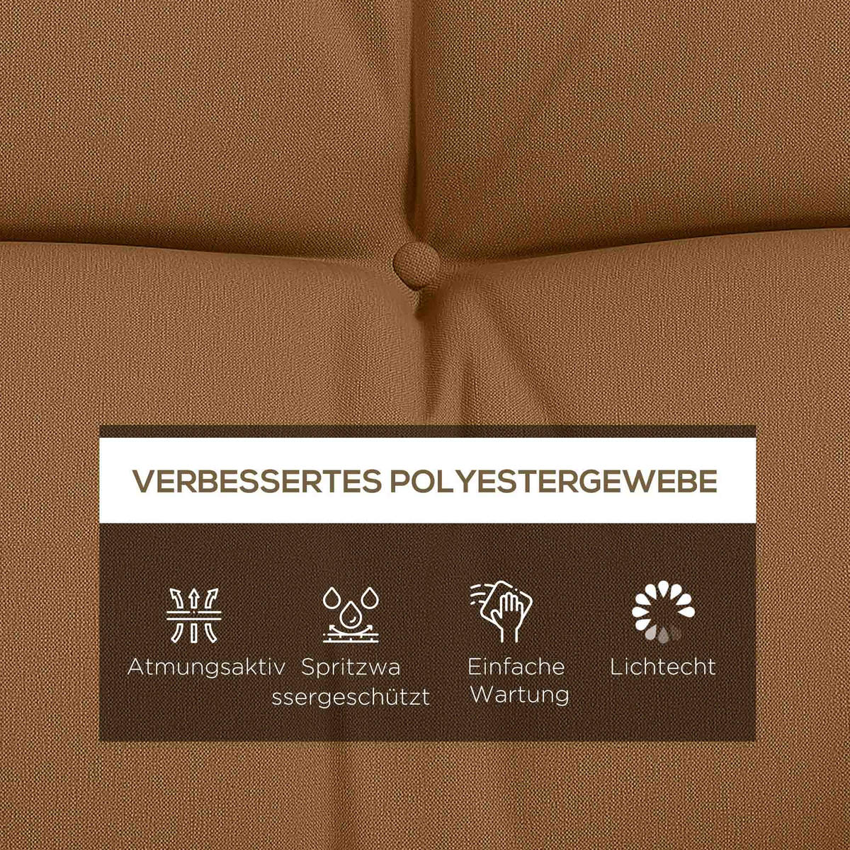SADA 4 sedacích polštářů z polyesteru a PP bavlny, hnědá - hnědá, textil (50/12/150cm) - Outsunny