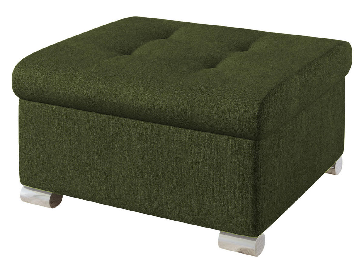 POLSTERHOCKER Niko Klein - Silberfarben/Grün, Holz/Textil (70/41/68cm) - MIRJAN24