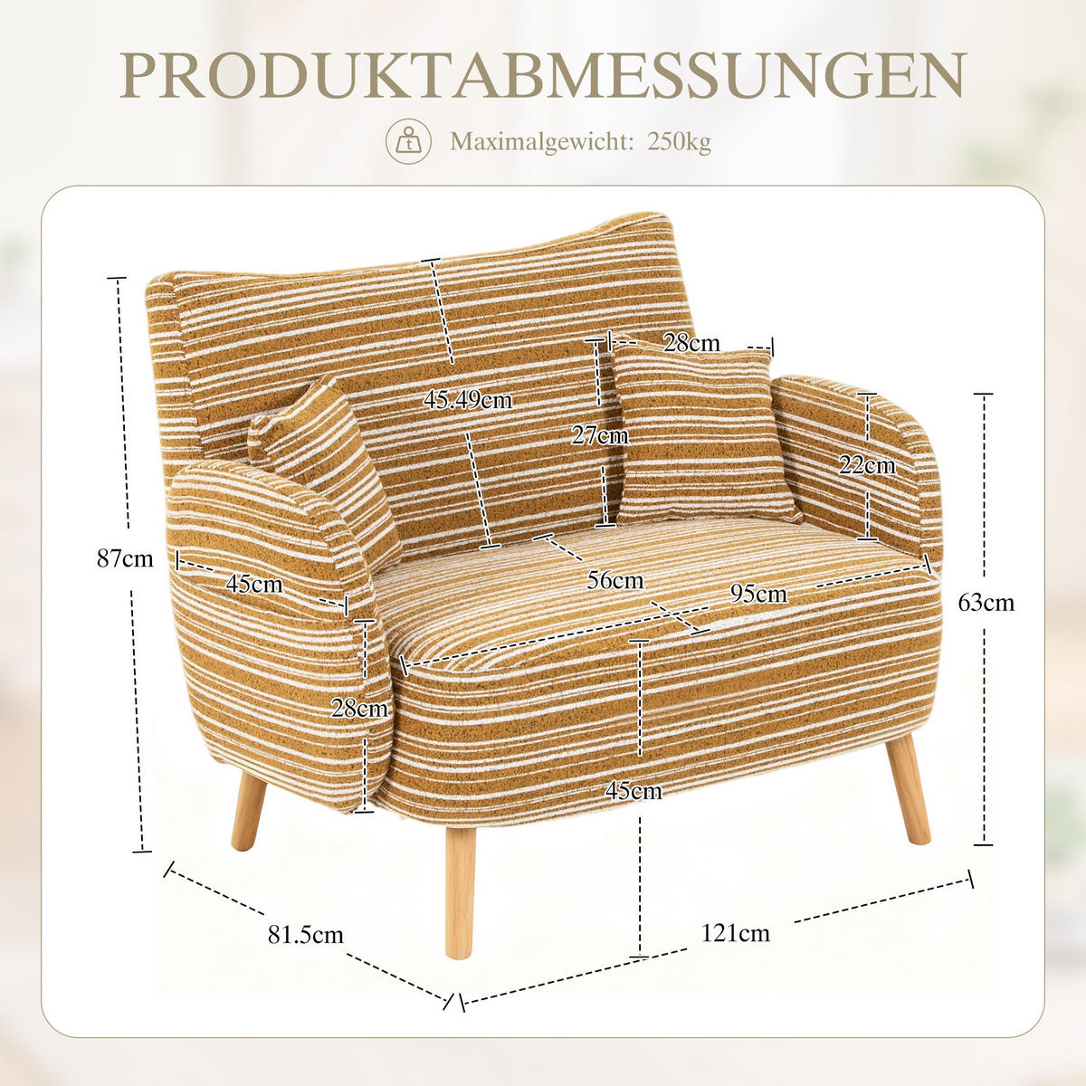 BIG SESSEL,Relaxsessel,Loungesofa,XXL-Sessel,Bouclé,Gelb - Gelb, Textil (121/63/81.5cm) - LVHOM