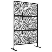 RAUMTEILER,3-TEILIG großes Blattmotiv 122x198cm,schwarz - Schwarz, Metall (122/198cm) - Vallsero