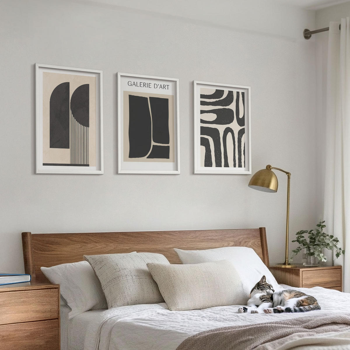 WANDBILDER 3er-Set - 40x60 cm Weißer Rahmen - Abstrakte minimalistische Poster - Weiß, Kunststoff (40/60cm) - ArtPrintCave