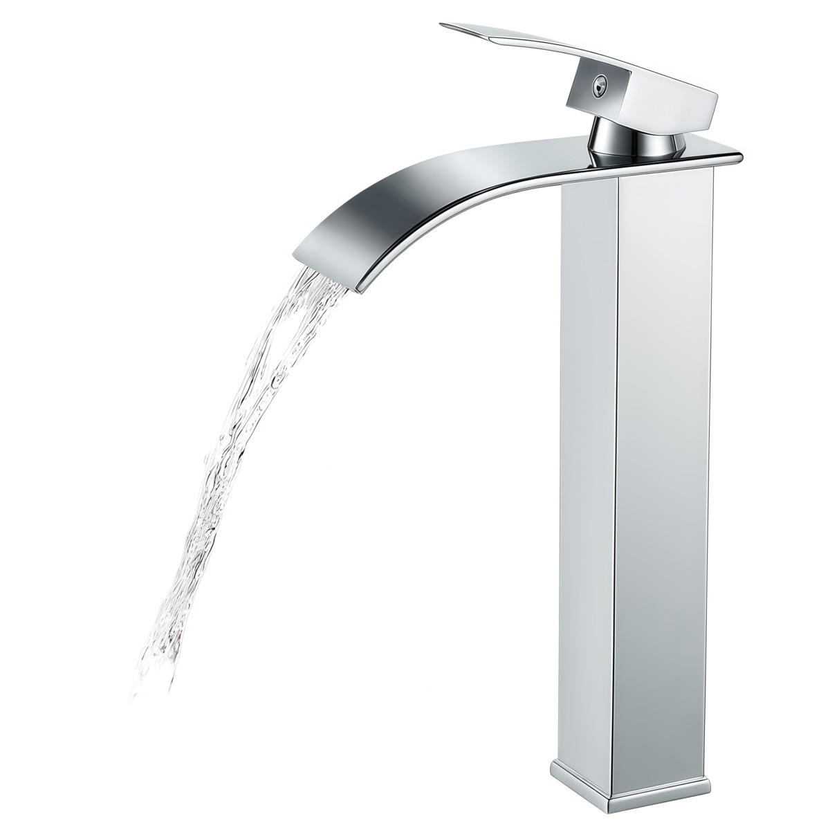 WASCHTISCHARMATUR HOCH KASKADE EINHEBEL EDELSTAHL 304 CHROM - Silberfarben, Metall (29/11/17cm) - Authentics