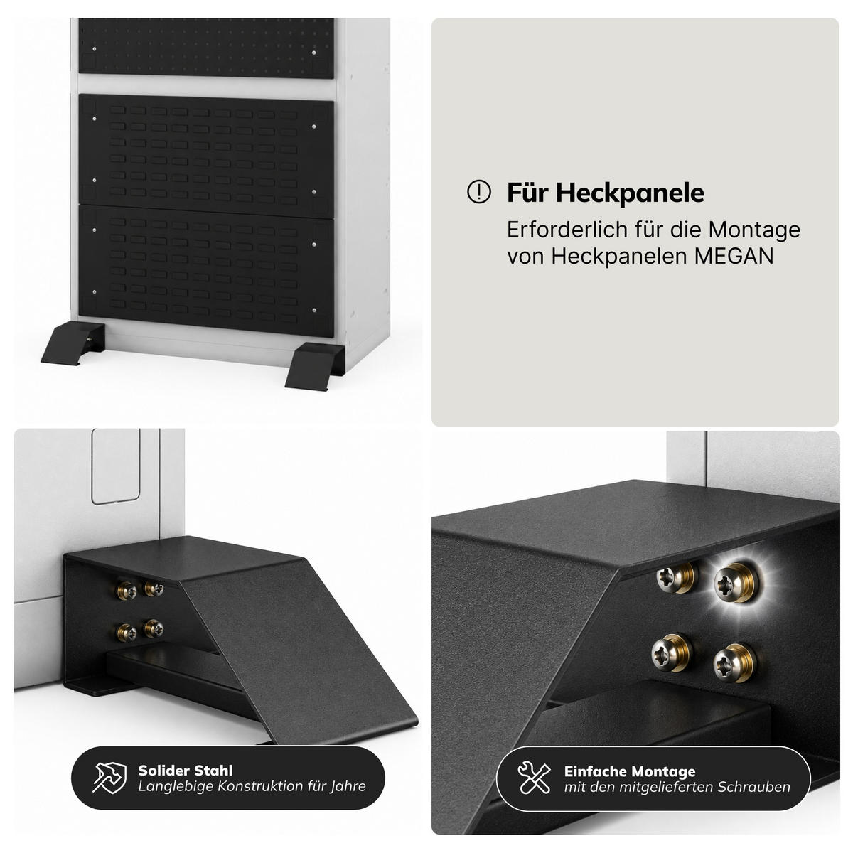 STÜTZFÜSSE für den Schrank MEGAN, 2 Stück, 120 x 80 x 190 mm - Schwarz, Metall (8/12/19cm) - Jan Nowak