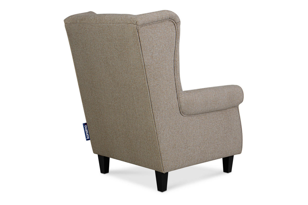 OHRENSESSEL MILES Massivholzbeine schwarz, hellbraun - Hellbraun, Holzwerkstoff/Buchenholz (82/105/97cm) - KONSIMO®