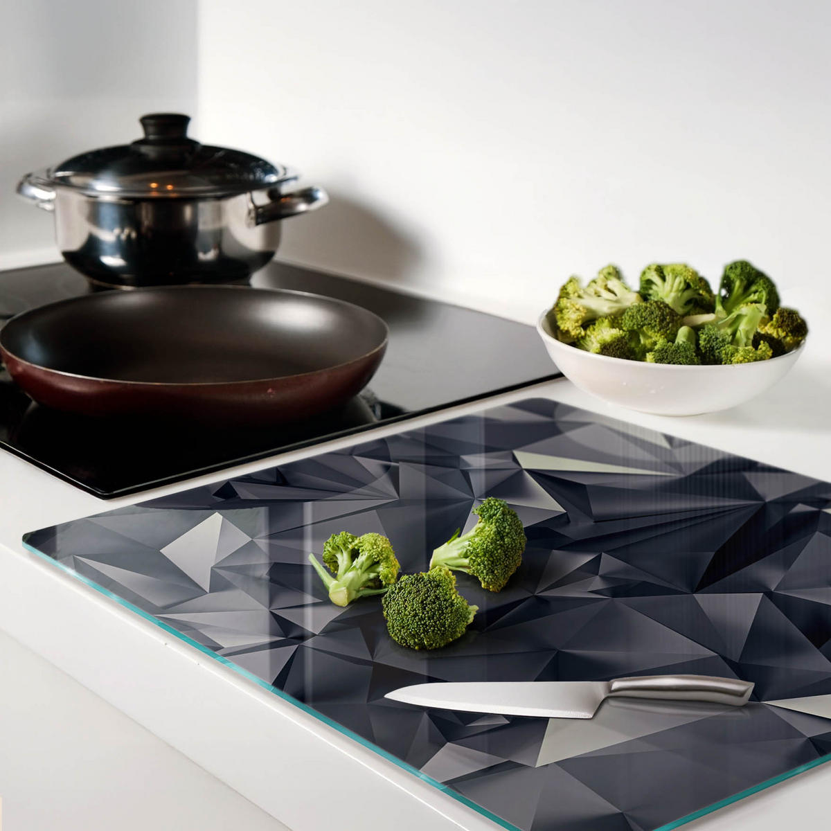 GLASPLATTE 60x52 cm Abstrakt - Schwarz, Glas (60/0.4/52cm) - TULUP