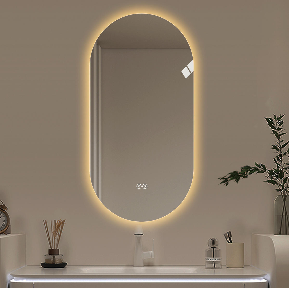 LED Badezimmerspiegel 60x120x3cm,Silber mit 3 Lichtfarben, Entspiegelung & zwei Anschlussarten - Silberfarben, Glas (3/120/60cm) - Modfu