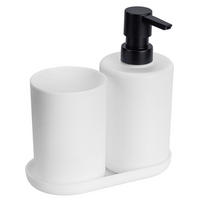 BADEZIMMER-SET Seifenspender Fano 350 ml 8,3/17,4/16 cm - Weiß, Kunststoff (17.4/16/8.3cm) - Allstar