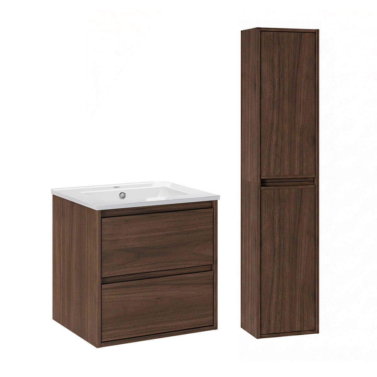 BADMÖBEL 51cm Edmé 2er-Set Dunkles Holz - Braun, Holzwerkstoff (51/52/46cm) - Petits-meubles