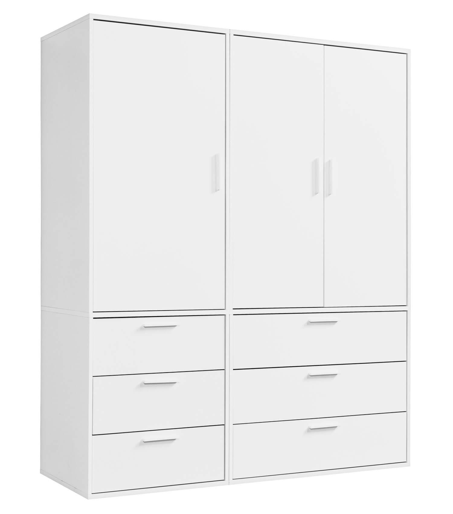 KLEIDERSCHRANK Der Grenzenlose - Weiß, Holzwerkstoff (150/187/58cm) - Mokebo