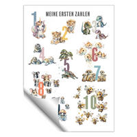 POSTER 50x70 cm Zahlen Tiere Kinderposter - Weiß, Papier (50/70/2cm)