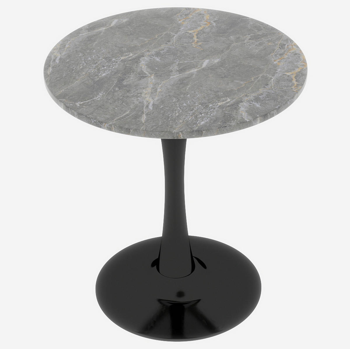 COUCHTISCH 70,1 cm als Beistell- und Zusatztisch mit runder Tischplatte in Marmoroptik, Schwarz/Grau - Grau, Stein (70/70/72cm) - Modfu