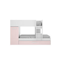 ETAGENBETT - 2 Personen - Holz, Platte - Puderrosa, Weiß - - Hellrosa/Weiß, Holz (90/190cm) - Vente-Unique