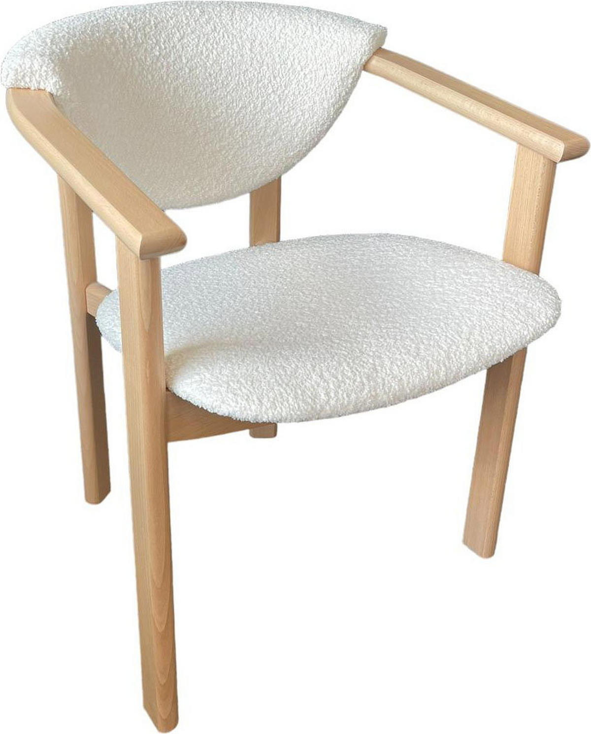 ESSZIMMERSTUHL KALLA 2er Set in Creme Boucle, massives Buchenholz 58/60/74 cm - Hellbraun/Creme, Holz/Textil (58/72/47cm) - WFL GROUP