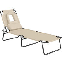 SONNENLIEGE aus Metall 187x58x36 cm in Beige mit Gesichtsloch, klappbar - Beige, Metall (58/36/187cm) - Modfu
