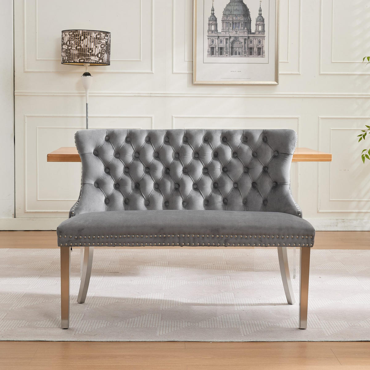 SITZBANK DE-36330 2-Sitzer mit silbernen Beinen Grau - Grau, Metall (116/89.5/58cm) - ComfortXL