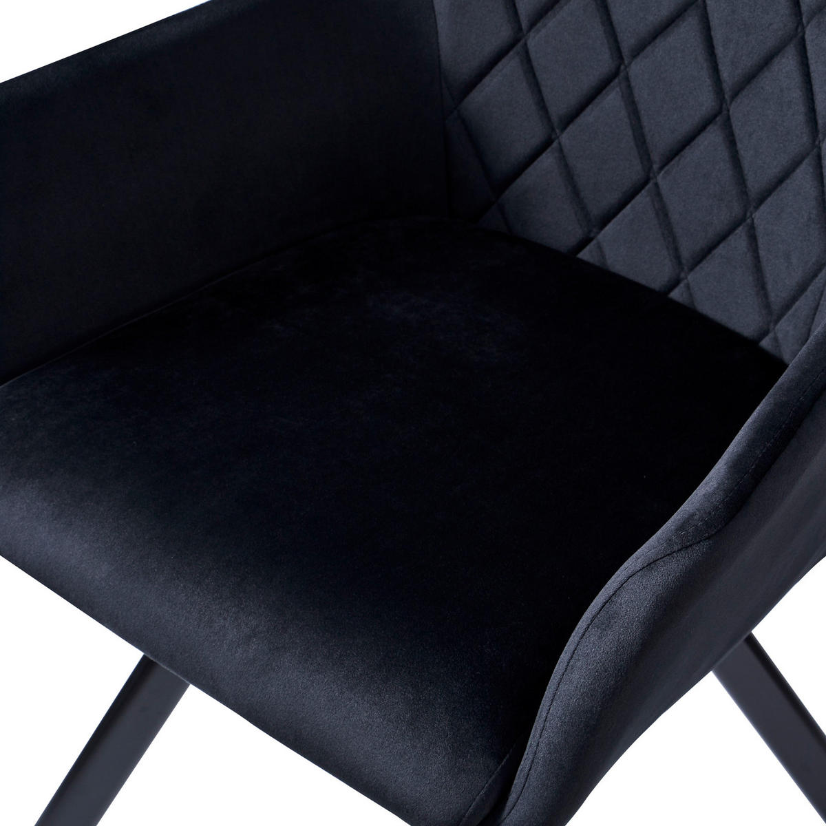 ESSZIMMERSTUHL MASON Samt 2er Set Schwarz - Schwarz, Textil (58/85/60cm) - SVITA