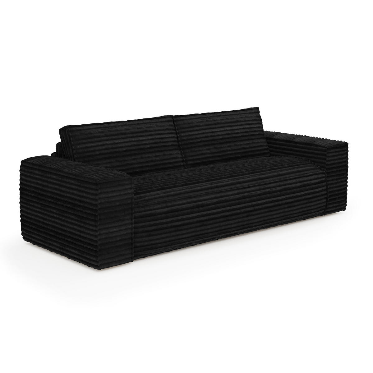 SCHLAFSOFA GERADE Gerippter Samt Dunkles Anthrazit 216cm - Anthrazit, Textil (216/90/100cm) - Sia Home