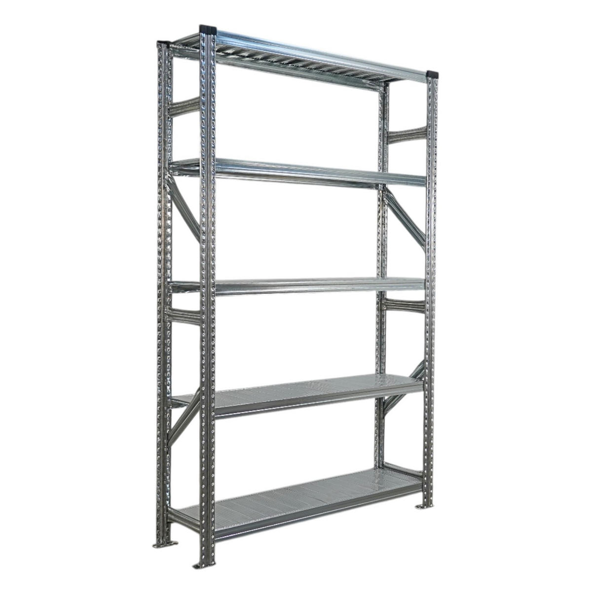 FACHBODENREGAL Proximo Stecksystem 200x120x32cm 5 Ebenen Fachlast 200 kg Beidseitig nutzbar Verzinkt - Silberfarben, Metall (120/200/32cm) - PROREGAL