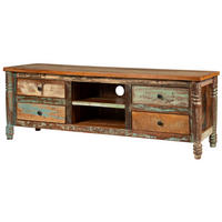 TV-BOARD Altholz 160x50x55 mehrfarbig lackiert FABLE #33 - Multicolor, Holz (160/55/50cm) - Massivmoebel24