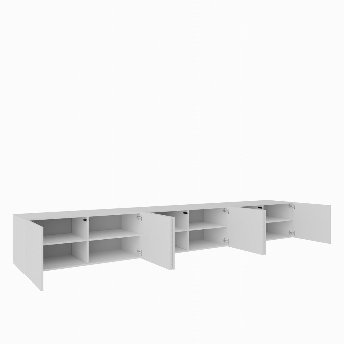 TV-SCHRANK Nicole 300 cm, sechstürig, weiß - Weiß, Kunststoff (300/41/40cm) - Margaret Hadas24