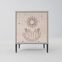 SIDEBOARD DELICATE BEAUTY, Grau, 57,5x42x72,5 cm, Schwarze Metallfüße - Multicolor/Schwarz, Holzwerkstoff/Metall (57.5/72.5/42cm) - SpaceRebels