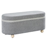 AUFBEWAHRUNGSTRUHE fleece grau 110 cm mit holzbeinen - Grau, Textil (110/47/41cm) - Urban Meuble