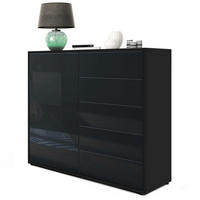 KOMMODE Ben Front in Schwarz Hochglanz - Schwarz Hochglanz, Holzwerkstoff (79/74/36cm) - Vladon