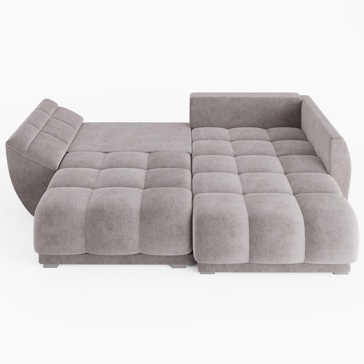 ECKSOFA LARGO Rechts Blau Velours Premium L-Form Couch mit Schlaffunktion & Bettkasten - Blau/Schwarz, Holz (285/180cm) - Barchello